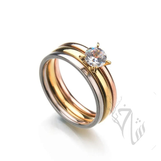 Triple Ring Solitaire - Tri color