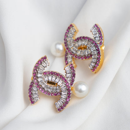 C Zircon Pearl Earrings