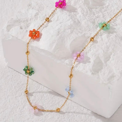 Multi Floral Charm Necklace