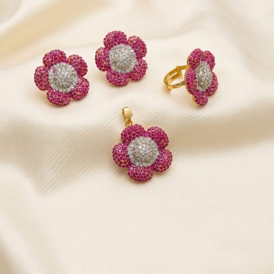 Petal Bloom Fuchsia Pendant Set