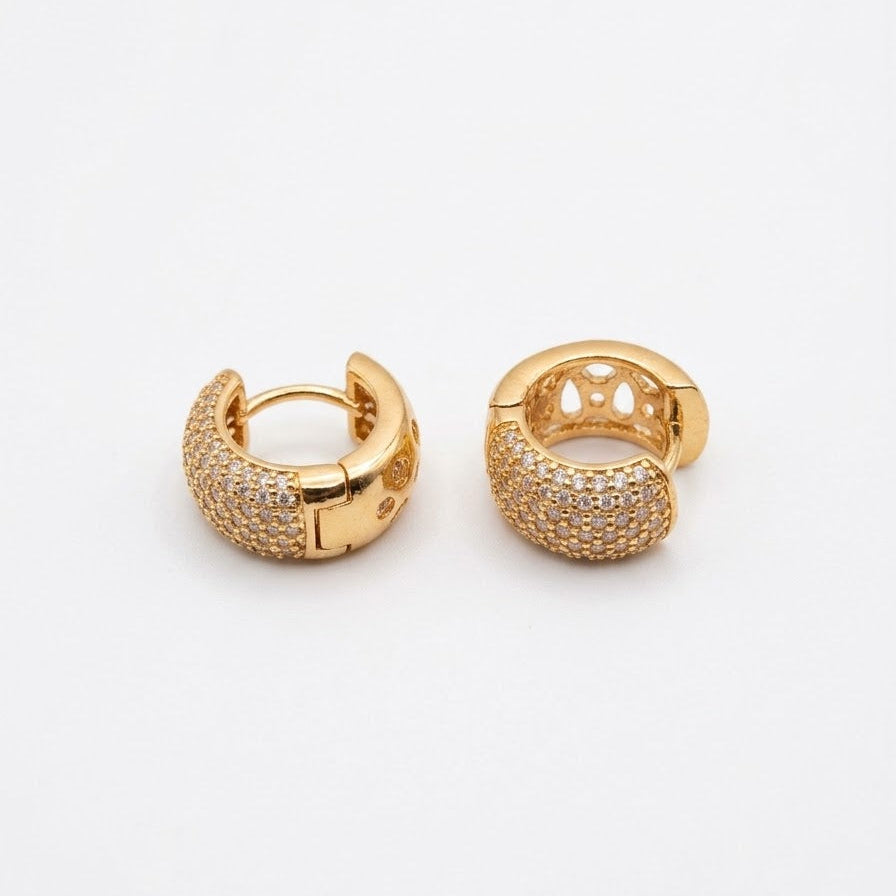 Golden Sphere Hoops