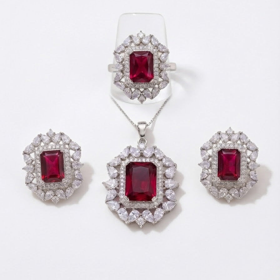 Majestic Ruby Pendant Set