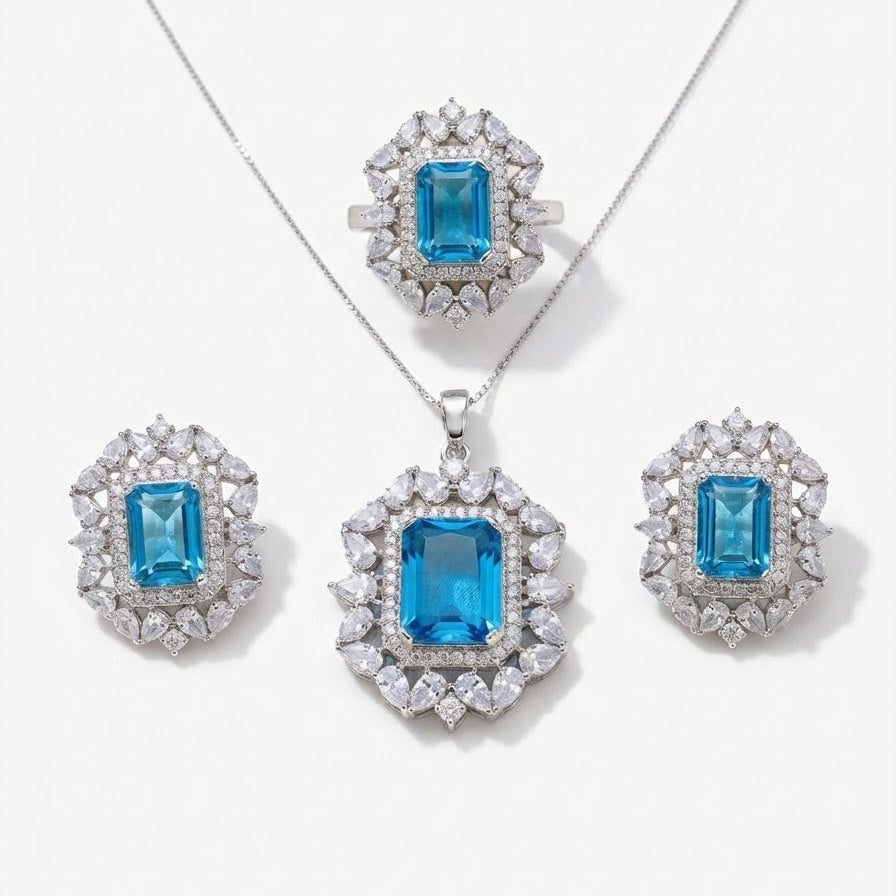Majestic Cerulean Pendant Set