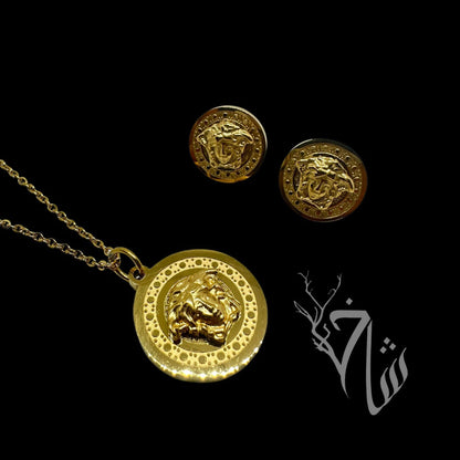 Engraved Medusa Pendant set